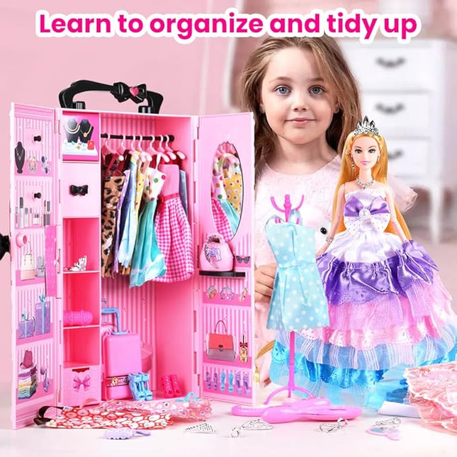 UCanaan Girl Doll and Closet Set with Doll Clothes and Accessories Items Including Fashion Dolls, Dressand Many Other Accessories (Refer Picture Shows)，Best Gitfs for Girls Christmas Birthday