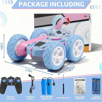 Remote Control Car, RC Cars Toys for Kids Ages 6-12, 2.4GHz RC Stunt Truck with 360° Double-Sided Flips, 4WD Off-Road Racing, Christmas Birthday Gifts for 3 4 5 6 7 5-7 6-8 8-10 Year Old Boys Girls