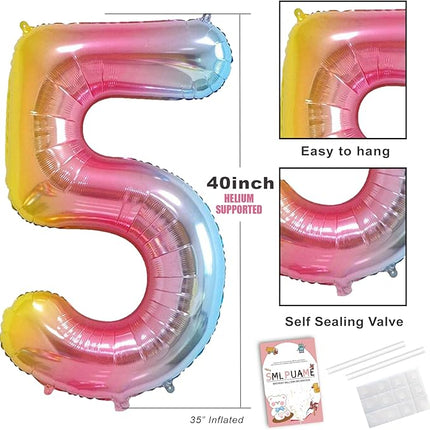 Smlpuame 40 inch Number Balloon 0-9 Gradient Rainbow Large Number 70 Balloons for 70th Birthday Party Celebration Decorations Supplies