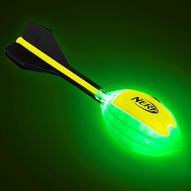 Nerf Lightstrike Vortex Foam Football - Color Changing LED Soft Vortex Football for Long-Distance Throws - Impact Activated - Batteries Included