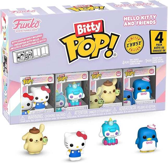 Funko Pop! Bitty: Sanrio - Hello Kitty (Classic), Cinnamoroll, Pompompurin, and A Surprise Mystery Mini Figure - 0.9 Inch (2.2 Cm) - Hello Kitty Collectable - Stackable Display Shelf Included