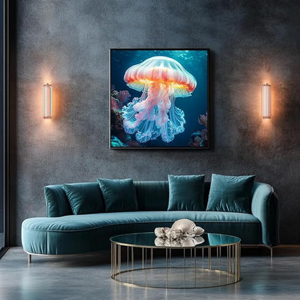 Bgraamiens 1000 Piece Jigsaw Puzzle for Adults - Deepsea Jellyfish - Vibrant Ocean Art Puzzle with Bioluminescent Glow Effect, Challenging Sea Creature Puzzle Gift
