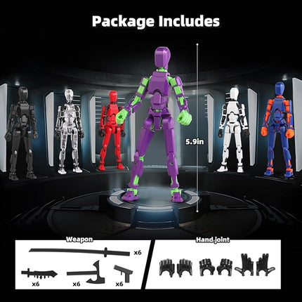 T13 Action Figure Set, 6PCS T 13 Robot Action Figure Titan 13 3D Printed Toys Articulated, for Modeling Enthusiasts Etc Birthday Gifts & Children's Day Gifts for Kids 5-8 Years Old（Assembly Required）