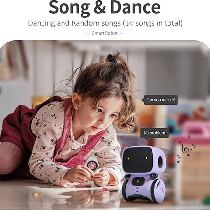GILOBABY Interactive Talking Robot for Girls, Smart Toy with Touch Sensor & Voice Control, Record & Repeat Mode, Dancing, Singing, Educational Gift for 3 4 5 6 7 Year Old Kids (Purple)
