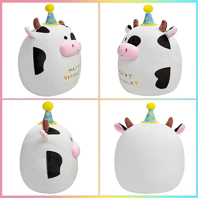 Cow Plush Toy 12 Inch Cute Cow Birthday Stuffed Animal Soft Cow Plushies Pillow Doll Gifts for Kid Toddlers Home Room Decoration (Cow Plush)