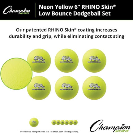 Champion Sports® Rhino Skin® Low Bounce Dodgeball Sets & Singles for Playground, PE, Backyard & League Games – Team Sports Equipment for Youth & Adults