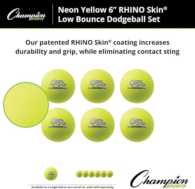 Champion Sports® Rhino Skin® Low Bounce Dodgeball Sets & Singles for Playground, PE, Backyard & League Games – Team Sports Equipment for Youth & Adults