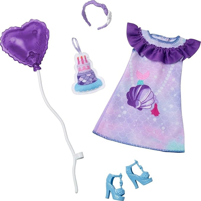 Barbie My First Barbie Clothes, Fashion Pack for 13.5-inch Preschool Dolls, Setwith Mermaid Birthday Accessories & Party Supplies