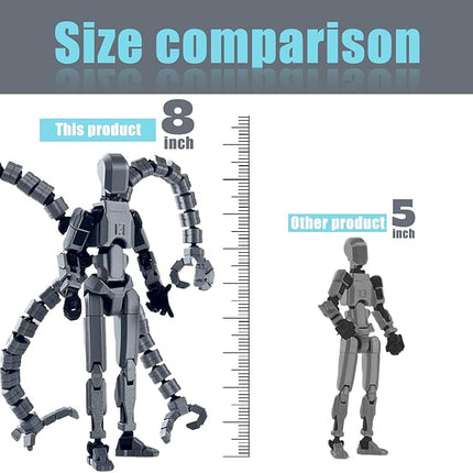 Assembly Completed T13 Action Figure,Dummy 13 T13 Action Figure Multi-Jointed Movable,Ultimate Desktop Decor for Lovers t-13 Movability 3D Printed Toys (White, 7.2in)