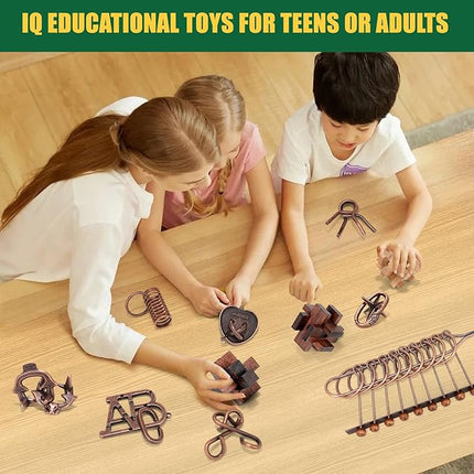24 Pcs Brain Teaser Puzzles for Adults - Metal Puzzles 3D Puzzle Game Toys for Adults Teens - Wooden Unlock Interlocking Puzzle Adult IQ Education Smart Toys