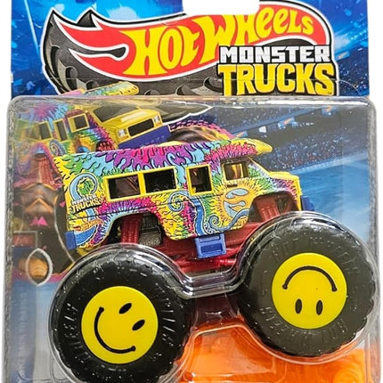 Hot Wheels Monster Trucks, Wreckreational Tie-Dye Design, Smiley Face Wheels