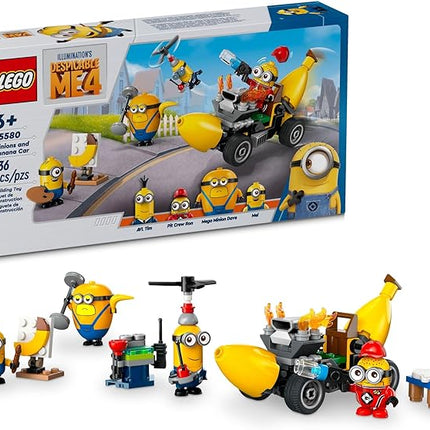 LEGO Despicable Me 4 Minions and Banana Car Toy Gift for Kids, Fun Illumination’s Despicable Me Toy Playset, Creative Building Minions Toy for Boys and Girls Aged 6 and Up, 75580