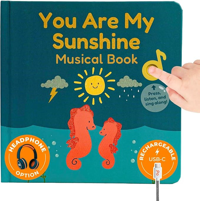 Cali's Books You Are My Sunshine Music Book Toddlers 1-3 Years Old - Nursery Rhymes Musical Book, Headphone Jack, Interactive Baby Sound Book, Singing Toy Children Girls Learning Song Toy Toddler Boys