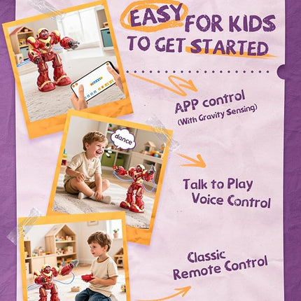 Holyton 5088 Smart Robots for Kids,Large STEM Programmable RC Robot, with Voice Control,APP Control,LED Eyes,Ideal Gift for 4 5 6 7 8 9 Years Old Boys and Girls