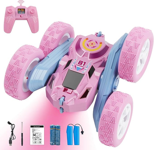 Remote Control Car, RC Cars Toys for Kids Ages 6-12, 2.4GHz RC Stunt Truck with 360° Double-Sided Flips, 4WD Off-Road Racing, Christmas Birthday Gifts for 3 4 5 6 7 5-7 6-8 8-10 Year Old Boys Girls