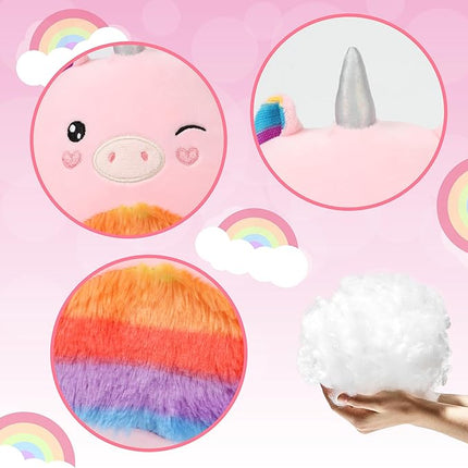 Easfan Rainbow Unicorn Plush Pillow Plush Toy, Unicorn Stuffed Animal Soft Plushie Toy for Kids Girls Birthday Valentine Gift, 8"