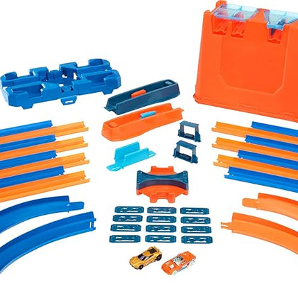 Hot Wheels Toy Car Track Builder Playset, Deluxe Stunt Box with 25 Component Parts & 1:64 Scale Vehicle (Amazon Exclusive)