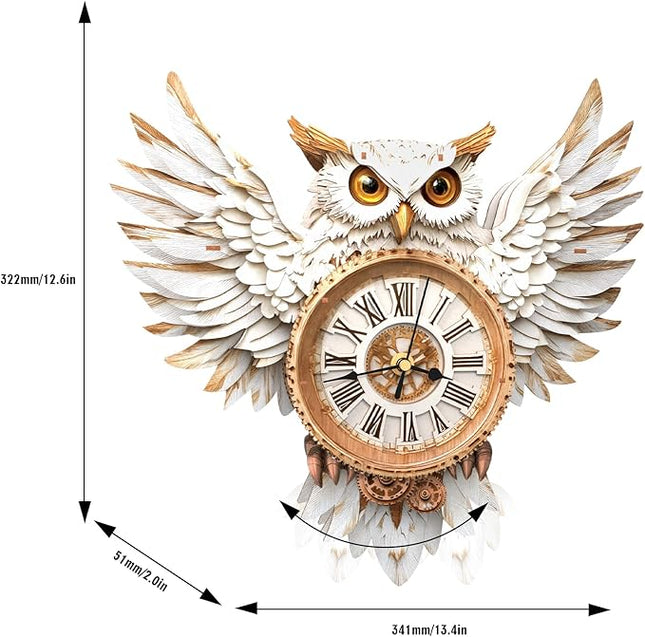 KAAYEE 3D Wooden Puzzles for Adults Snowy Owl Clock - Wall ‌‌Clock Puzzle Xmas Room Model Building Kit Creative Art Craft Gift Home Decor for DIY Enthusiasts, Brain Teaser Building Set Birthday Gifts