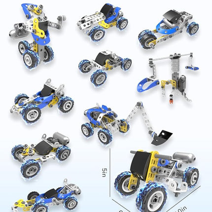 STEM Toys for 5 6 7 8+ Year Old Boy, 10 in 1 Electric Building Toys for Kids Ages 4-8 5-7 6-8, Educational Racing Construction Science Kit for Boys 4-6 8-10, Creative Activities Holiday Birthday Gift