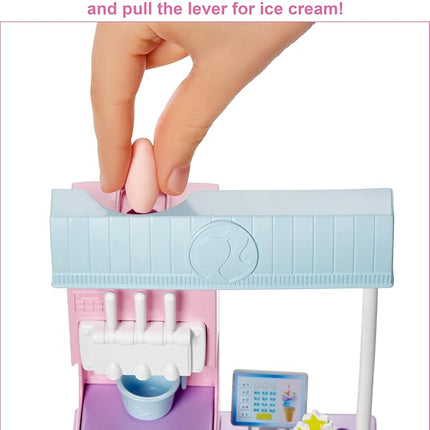 Barbie Careers Playset, Ice Cream Shop Set with Blonde Fashion Doll, Ice Cream Machine, Molds, Dough & Accessories