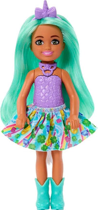 Barbie Unicorn-Inspired Chelsea Doll with Green Hair, Unicorn Toys, Horn Headband and Detachable Tail