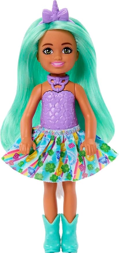 Barbie Unicorn-Inspired Chelsea Doll with Green Hair, Unicorn Toys, Horn Headband and Detachable Tail