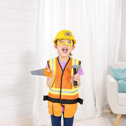 Melissa & Doug Construction Worker Costume Set (6-Piece) with Deluxe Jumbo Cardboard Blocks (24-Piece)