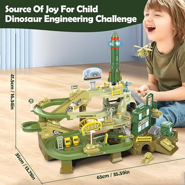 Toy Car Ramp Track, Adventure Railcar Colorful Vehicles Construction Play Set with 8 Cars Track Gifts for Kids 3+