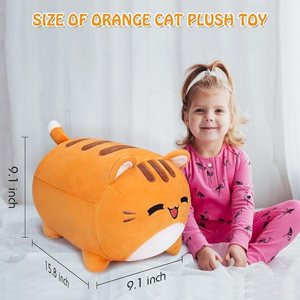 Auspicious beginning Orange Cat Stuffed Animal-16'' Orange Cat Plush, Kawaii Soft Plush Toy, Plushie Soft Kawaii Stuffed Animal Pillow Doll for Kids' Birthdays Home Decoration
