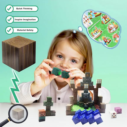 Magnetic Blocks Animals Magnet Cubes 100Pcs Montessori Building Block Sets STEM Sensory Construction Toys for Boys Girls Ages Kids 3-12 Birthday Party Gifts