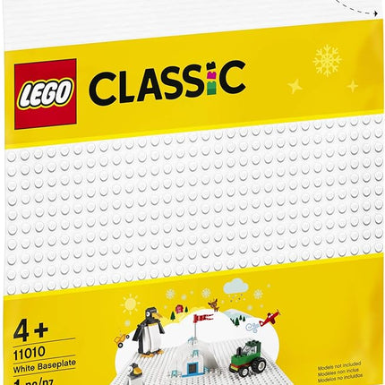 LEGO Classic White Baseplate 11010 Creative Toy for Kids, Great Open-Ended Imaginative Play Builders (1 Piece)
