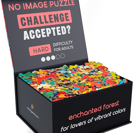 No Image Puzzle 1000 Irregular Pieces Extreme Difficult Jigsaw Challenge Adults Hardest Puzzle No Guide Ultimate Brain Teaser Hard Level Enchanted Forest Mystery Unique Gift