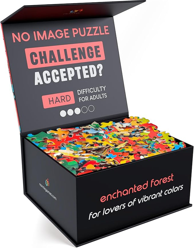No Image Puzzle 1000 Irregular Pieces Extreme Difficult Jigsaw Challenge Adults Hardest Puzzle No Guide Ultimate Brain Teaser Hard Level Enchanted Forest Mystery Unique Gift
