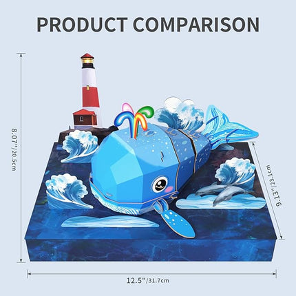 3D Paper Puzzle Model Kit for Adults & Kids Ages 8+,STEM Educational DIY Assembly Toy,Eco-Friendly Craft Gift for Home Decoration, Birthday Children's Day Gifts(Whale)
