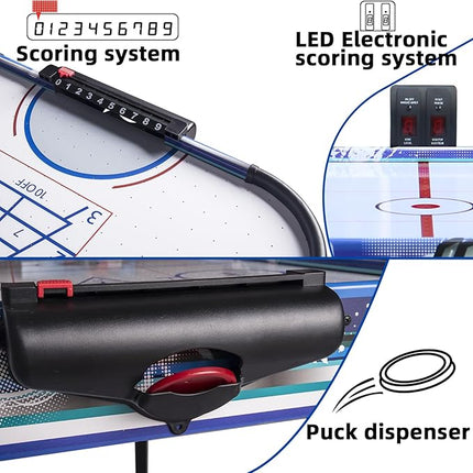 Folding Air Hockey Table 48" Powered Hockey Game Table 4ft Indoor Electric Hockey Table w/2 Pucks, 2 Pushers, Digital LED Scoreboard, Powerful 12V Motor for Adults and Kids