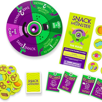 Exploding Kittens Snack Monster 2-6 Players - Ages 4+ - 10 Minutes to Play - Snack Eating Spinner Game - Kid Friendly Card Game, Family Game Night,