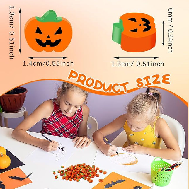 JUNEBRUSHS 150 Pcs Halloween Mini Erasers, Cute Small Pumpkin Erasers Bulk for Kids Trick or Treat Halloween Party Favors, Students Homework School Classroom Rewards Prizes