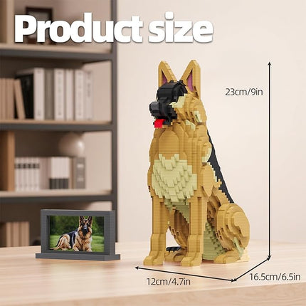 Animal Dog Adorable Pet German Shepherd Building Block Set - Secret Small Storage Box Inside! Ideal Toy for Dog Lovers, Kids & Adults