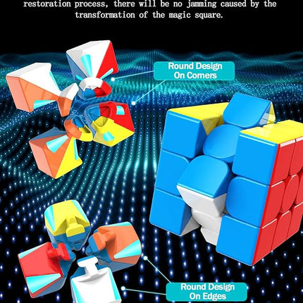 CFMOUR Speed Cube 2x2 3x3 Set - Moyu Meilong 2C+3C Stickerless Magic Cubes Bundle | Fast, Smooth and Durable Puzzle Cube Brain Toy Games for Kids&Adults