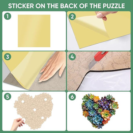 Mys Aurora Jigsaw Puzzles,200 Pieces Heart Succulent Wooden Puzzles for Adults, Unique Shaped Plant Puzzles,Brain Teaser Family Flower Puzzle Game Medium 11.7'' x 11.2''