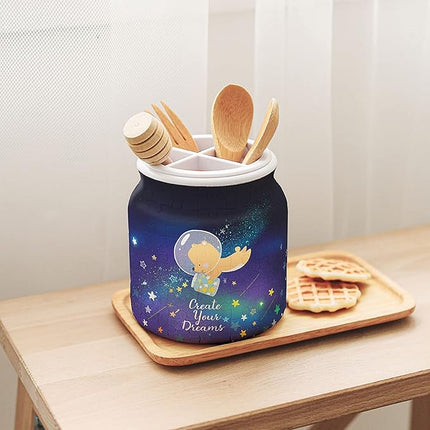 Pintoo 3D Puzzle Jar 96 Plastic Pieces for Adults - Create Your Dreams - Use Includes Divider as Pen and Utensils Holder with Wooden Lid for Kitchen Dining Study Living Room Large [BB1001]