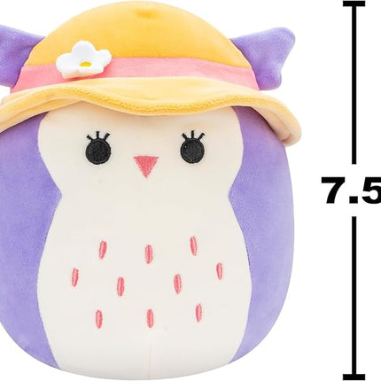 Squishmallows Original Plush 19cm Holly The Purple Owl with Sun Hat - Official Jazwares Plush Toy