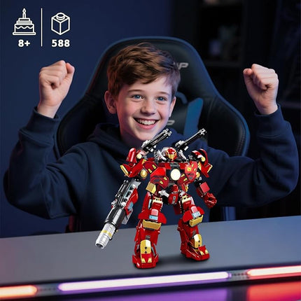 Mech Robot Transforming Building Blocks Set for Adults, Red City Protector Mecha Model Action Figures, Cool Creative Robots STEM Toys Gift for Teens Boys, 588 Pieces