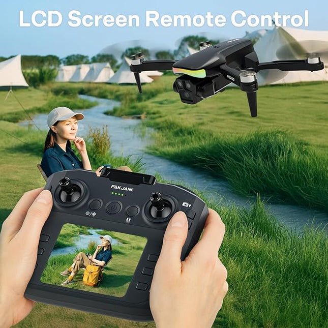 Drone with 1080P Camera Screen Remote Control,RGB LED Light FPV Drone Quadcopter for Adults Beginners,Headless Mode Altitude Hold Optical Flow Positioning,One Key Start/Land Foldable,3 Speed Modes