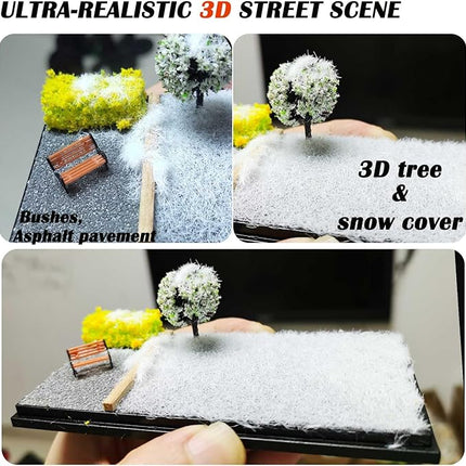 1/64 Scale Street Diorama Display Case- Clear Storage Case with Realistic Urban Road Scene for Hot Wheels, Matchbox & 1:64 Model Cars- Diecast Toy Garage -Winter