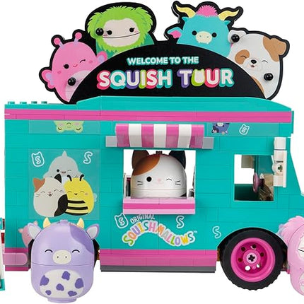 BLDR Squishmallows Squish Tour Van Building Set - Cam The Cat, Bubba The Cow, & Brina The Bigfoot Buildable Figures - Squishmallows Fans 8+, 0098