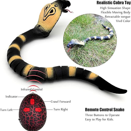 Tipmant RC Snake IR Remote Control Cobra Electric Fake Realistic Animal Crawling Vehicle Scary Trick Kids Halloween Christmas Prank Toys Birthday Gifts (Grey)