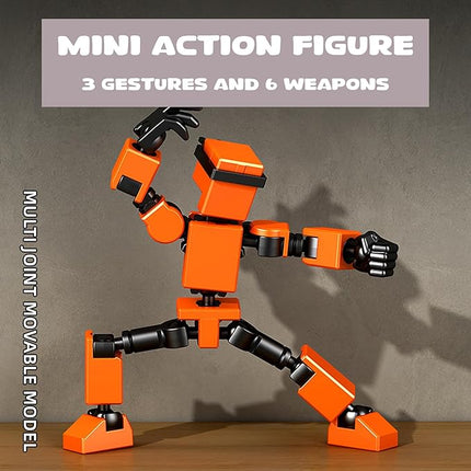 4-Pack Mini Action Figures Set - Assembled Robot Anime Figures with Movable Joints - Fidget Toys for Boys and Girls (White, Red, Grey, Yellow)