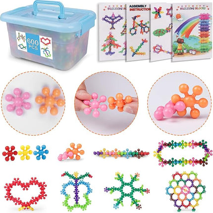NEOACT 600 PCS Building Blocks Connect Toys,Interlocking Solid Plastic Educational Toys Sets for Preschool Kids Boys and Girls Aged 3+, Promote Fine Motor Skills and Sensory Development.