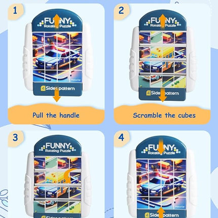 16-Piece Rotating Puzzles for Kids 4-6, Toddlers Puzzles 3-4, Road Trip, Airplane Activities Game, Travel Toys - Brain Teaser, Fine Motor Skills - Birthday Gifts Boys Girls - Special Vehicle